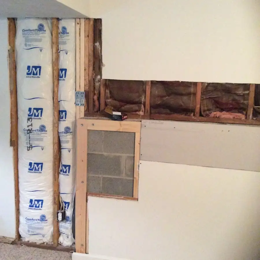 Wall insulation replacement during Basement Flood Cleanup in Todd Creek